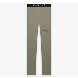 Essentials Khaki Leggings with Logo Waistband